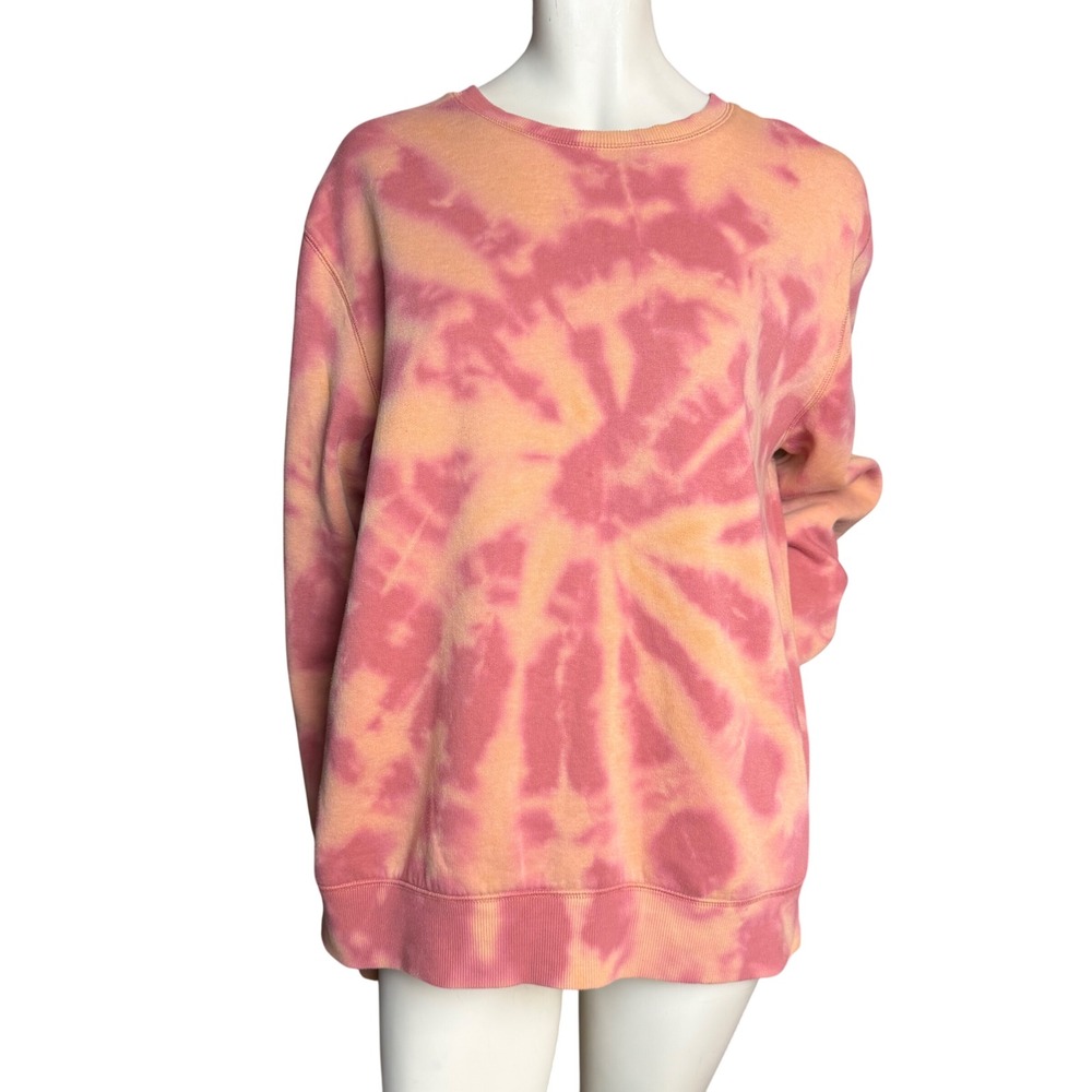URBAN HERITAGE Tye Dye Sweatshirt Pink‎ Peach Oversized Grunge Hippiecore Xlarge